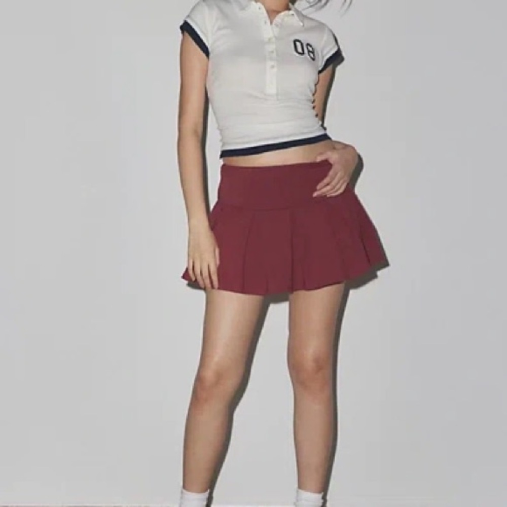 Urban Outfitters Burgundy Pleated Mini Skirt